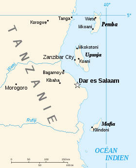 Carte de l'archipel de Zanzibar.