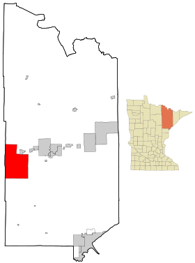 St. Louis County Minnesota Incorporated and Unincorporated areas Hibbing Highlighted.svg