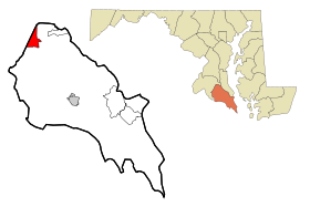 St. Mary's County Maryland Incorporated and Unincorporated areas Charlotte Hall Highlighted.svg