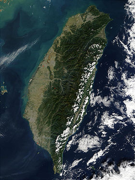 Vue satellite de Taïwan.