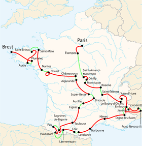 Carte des étapes du Tour 2008