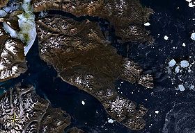 Vue de l'île Traill depuis l'espace