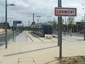 Entrée à Lormont en arrivant de Bassens: terminus du tram A