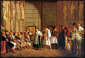 Miniature du tableau «le Tribunal des Eaux», de Bernardo Ferrándiz, en 1865