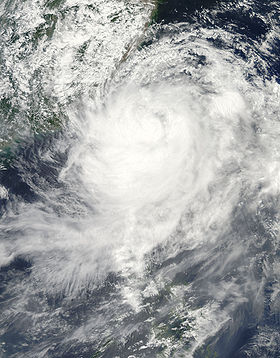 Le typhon Morakot près de la zone d’intensité maximale.