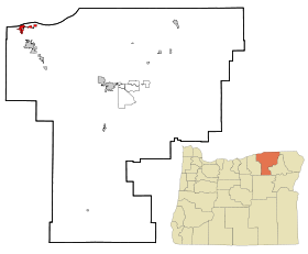Umatilla County Oregon Incorporated and Unincorporated areas Umatilla Highlighted.svg