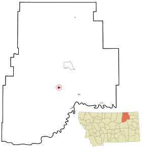 Valley County Montana Incorporated and Unincorporated areas Glasgow Highlighted.svg