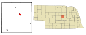 Valley County Nebraska Incorporated and Unincorporated areas Ord Highlighted.svg