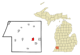 Van Buren County Michigan Incorporated and Unincorporated areas Paw Paw Highlighted.svg