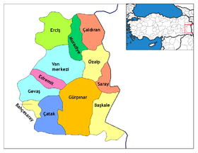Les districts de la province de Van.