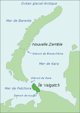 Carte de l'île Vaïgatch.