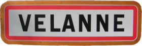 Panneau d'entrée du village de Velanne