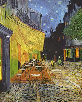 Terrasse du café, la nuit