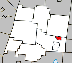 Localisation de la municipalité de village dans la MRC de La Haute-Yamaska