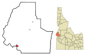 Washington County Idaho Incorporated and Unincorporated areas Weiser Highlighted.svg