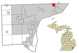 Wayne County Michigan Incorporated and Unincorporated areas Harper Woods highlighted.svg