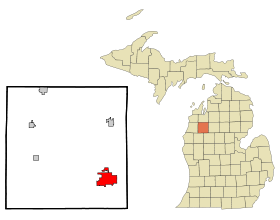 Wexford County Michigan Incorporated and Unincorporated areas Cadillac Highlighted.svg