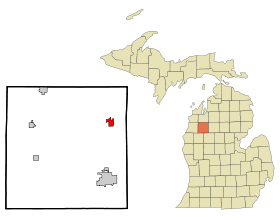 Wexford County Michigan Incorporated and Unincorporated areas Manton Highlighted.svg
