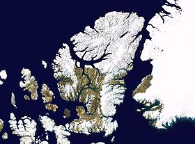 L'île d'Ellesmere vue par satellite.