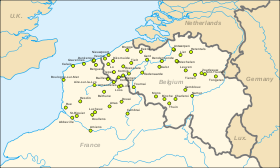 Carte des beffrois de Belgique et de France