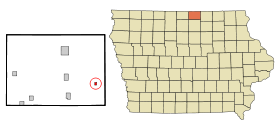 Worth County Iowa Incorporated and Unincorporated areas Grafton Highlighted.svg