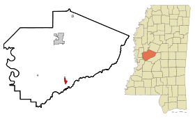 Yazoo County Mississippi Incorporated and Unincorporated areas Bentonia Highlighted.svg