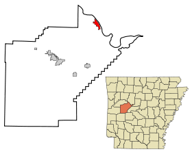 Yell County Arkansas Incorporated and Unincorporated areas Dardanelle Highlighted.svg