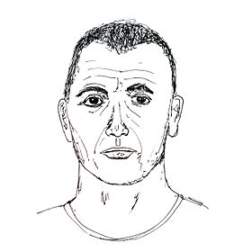 Croquis du visage de face d’Yvan Colonna