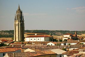 Vue du village, avec la tour de l'église collégiale
