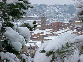 Vue générale del Soleràs sous la neige