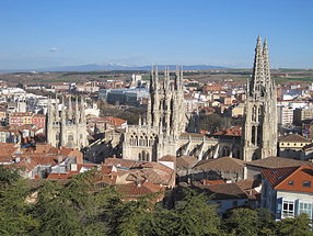 Burgos : la ville vue du Castillo,avec la Cathédrale
