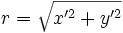 r = \sqrt{x'^2 + y'^2}