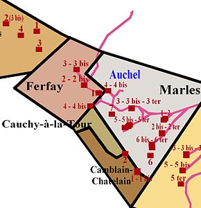 Carte de la concession de Cauchy-à-la-Tour, entourée des différentes concessions.