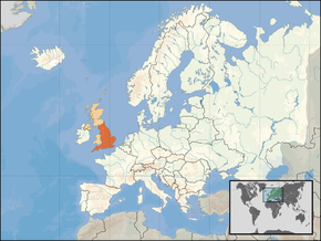 Localisation de l'Angleterre en Europe
