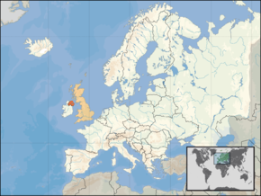 Localisation de l'Irlande du Nord en Europe