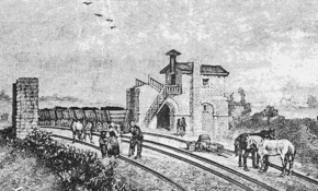 Une gare intermédiaire de la ligne, en 1836.
