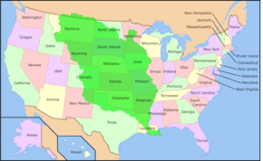 En vert, le territoire de la Louisiane française, en 1803