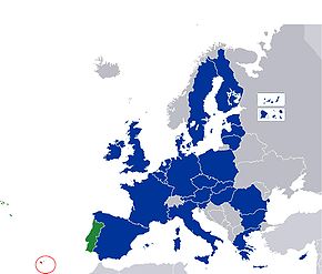 Carte de localisation de Madère par rapport à l'Union européenne.