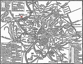 Carte de Rome, en rouge le Mausolée d’Hadrien