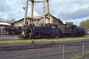 Locomotives au dépôt MSP de Ponferrada en 1983.