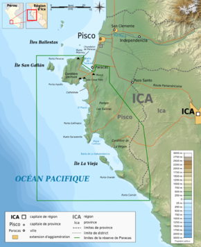 Carte topographique de la Réserve de Paracas