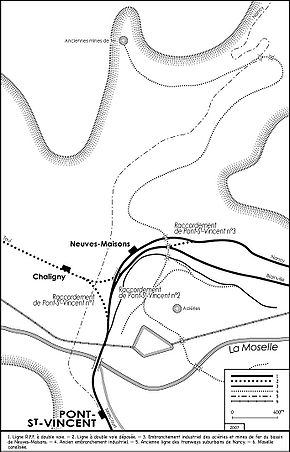Schéma du complexe ferroviaire de Neuves-Maisons — Pont-Saint-Vincent