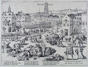 Spaanse Furie - De plundering van Mechelen door de hertog van Alba in 1572 (Frans Hogenberg).jpg