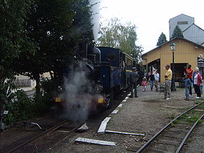 Locomotive 030T Blanc Misseron TPT 3-5 au départ de la gare du musée de Pithiviers