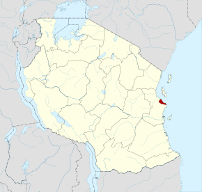 Localisation de la région de Dar es Salaam (en rouge) à l'intérieur de la Tanzanie