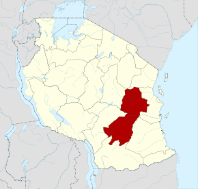 Localisation de la région de Morogoro (en rouge) à l'intérieur de la Tanzanie