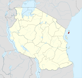 Localisation de la région de Pemba Sud (en rouge) à l'intérieur de la Tanzanie