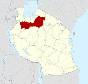 Localisation de la région de Shinyanga (en rouge) à l'intérieur de la Tanzanie