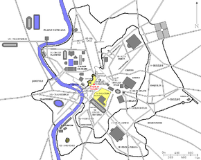 Localisation du Temple de Saturne dans la Rome antique (en rouge)