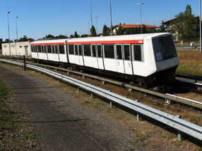  Un VAL 206 sur la portion de tests du métro de Toulouse.